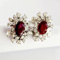 Orecchini bottone Rubino e Diamante Oro 18kt-750