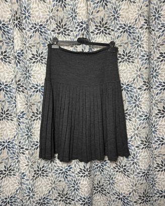 Gonna plissettata grigia donna vita alta