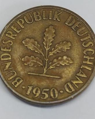 Moneta 10 Pfennig tedesca del 1950