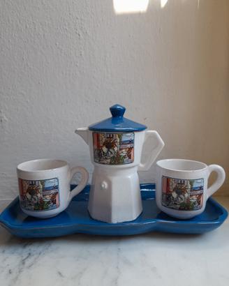 Set Caffè/zuccheriera in ceramica decorata 