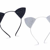 Cerchietto rivestito in raso c/orecchie di gatto