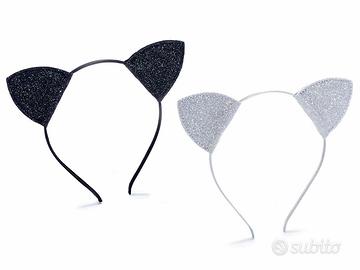 Cerchietto rivestito in raso c/orecchie di gatto