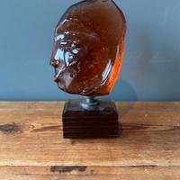 Scultura/Testa decorativa in vetro pressato Veart