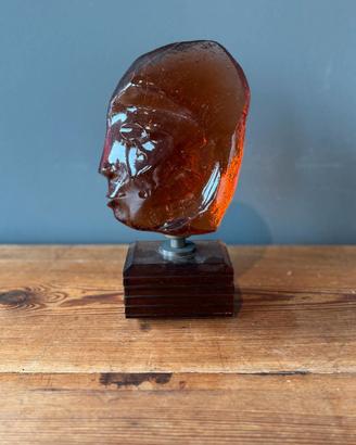 Scultura/Testa decorativa in vetro pressato Veart