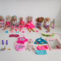 Set con 8 Barbie e accessori MATTEL anni '90