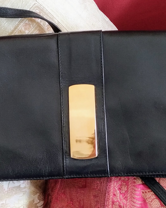 Borsa pochette in vera pelle blu