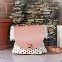 BORSA MACRAMÈ E CUOIO ROSA – 100% COTONE & DETTAGL
