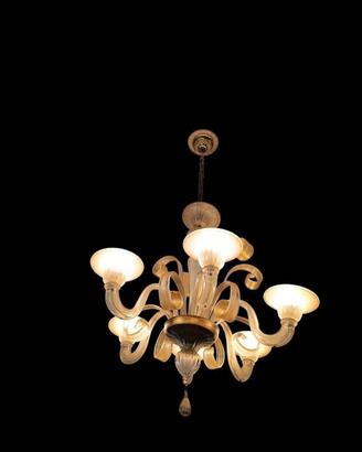 Lampadario vetro di Murano sei luci vintage