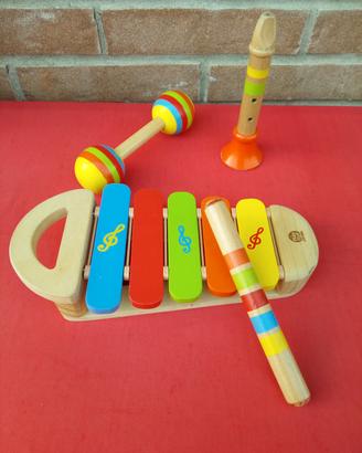 set strumenti musicali legno