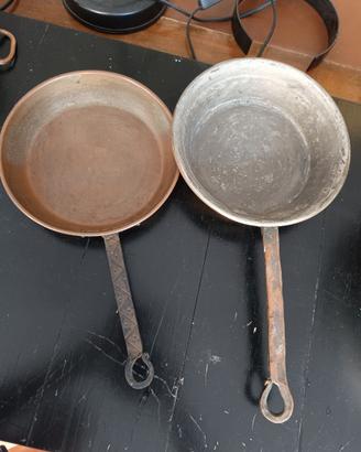 padelle in rame vintage