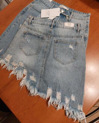 Gonne jeans con strappi