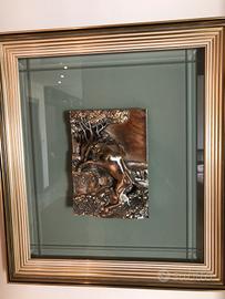 Quadro Ottaviani argento 800 altorilievo cavallo