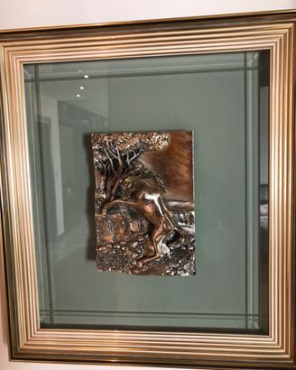 Quadro Ottaviani argento 800 altorilievo cavallo