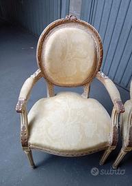 Coppia poltrone laccate in stile Luigi XVI