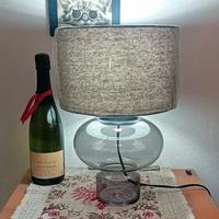 Lampada Fumé Vetro nuova 38cm Tessuto Nuova
