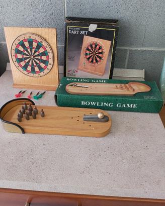 Gioco bowling e gioco freccette in legno