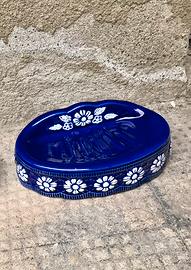 Due Porta sapone ceramica blu per bagno shabby