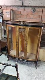 Antica Vetrina Chippendale Anni 40 Ripiani inclusi