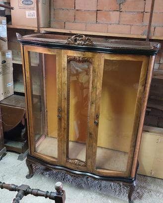 Antica Vetrina Chippendale Anni 40 Ripiani inclusi