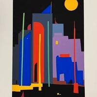 Carlo Montesi - "Notte di festa" - Serigrafia Rara