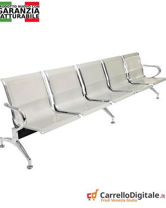 Sedie da attesa in acciaio – NUOVE – 5 posti