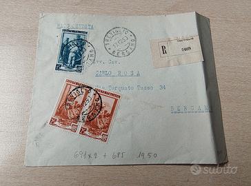 Raccomandata 1950 TREVIGLIO per BERGAMO - "Italia