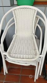 Set di 3 sedie bianche con cuscini