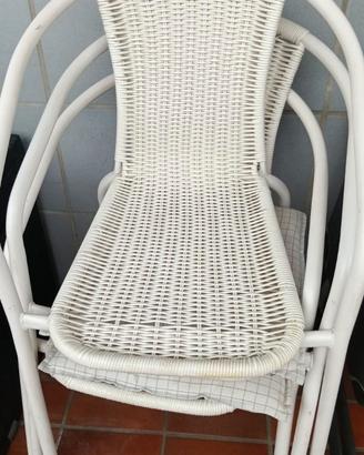 Set di 3 sedie bianche con cuscini