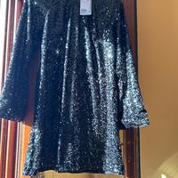 Vestito con paiettes verde scuro nuovo