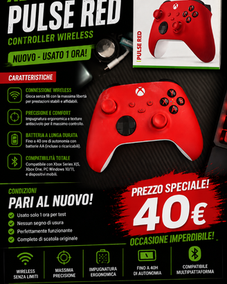 Controller Wireless Xbox Pulse Red – Pari al Nuovo