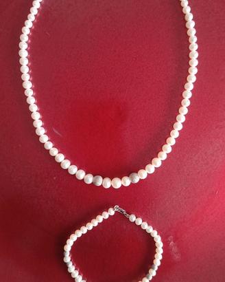Collana e bracciale di perle Miluna,