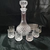 decanter per liquori ,6 bicchieri e ciotola
