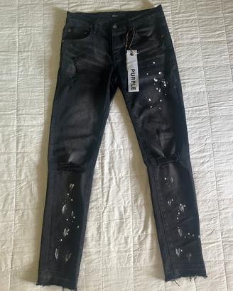 Jeans Purple Brand P001 Black Paint Splatter-W30