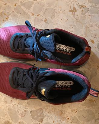 Scarpe Skechers Memory Foam Bordeaux/Blu Tg 44
