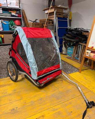 rimorchio bici per 2 bimbi