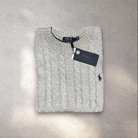 Ralph Lauren Maglione a Trecce Grigio Cavallo Nero