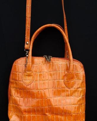 Borsa vintage italiana in vera pelle verniciata