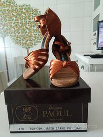 scarpe da ballo tg34,5 raso bronzo