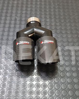 Terminale sx sinistro acciaio nero carbonio tondo