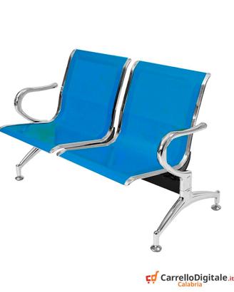 Panca per sala attesa 2 posti in acciaio Blu