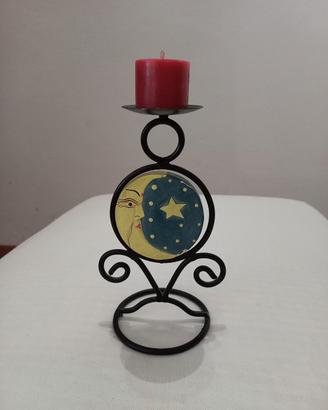 Portacandela  ferro battuto reversibile Sole Luna