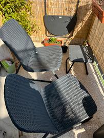 Kit giardino 2x sedie + tavolino basso + tavolino