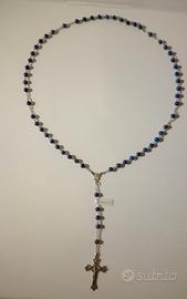 Rosario in argento 925/1000 grani in lapislazzulo