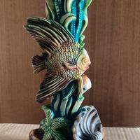 Portacandele con decorazioni marine alto 32 cm