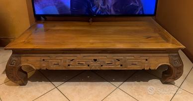 Tavolino orientale legno massello intagliato