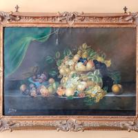 Elegante Natura Morta con Frutta - Olio su Tela