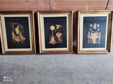 Quadri con seta e bambù 