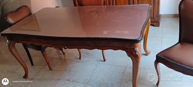 Tavolo da pranzo e 6 sedie anni '30