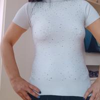 Maglia Sottogiacca Bianco Panna con Strass e Perli