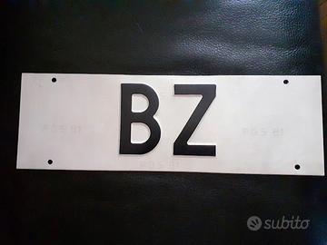 Targa Auto BZ Provincia Bolzano Epoca Vintage
